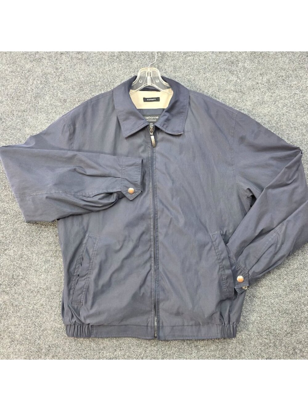 Claiborne Microfiber Harrington Jacket M Navy Blue Full Zip Preppy Outdoor Gorp
